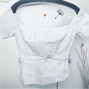 Morgane Le Fay White Square-Neck Puff Sleeve Top